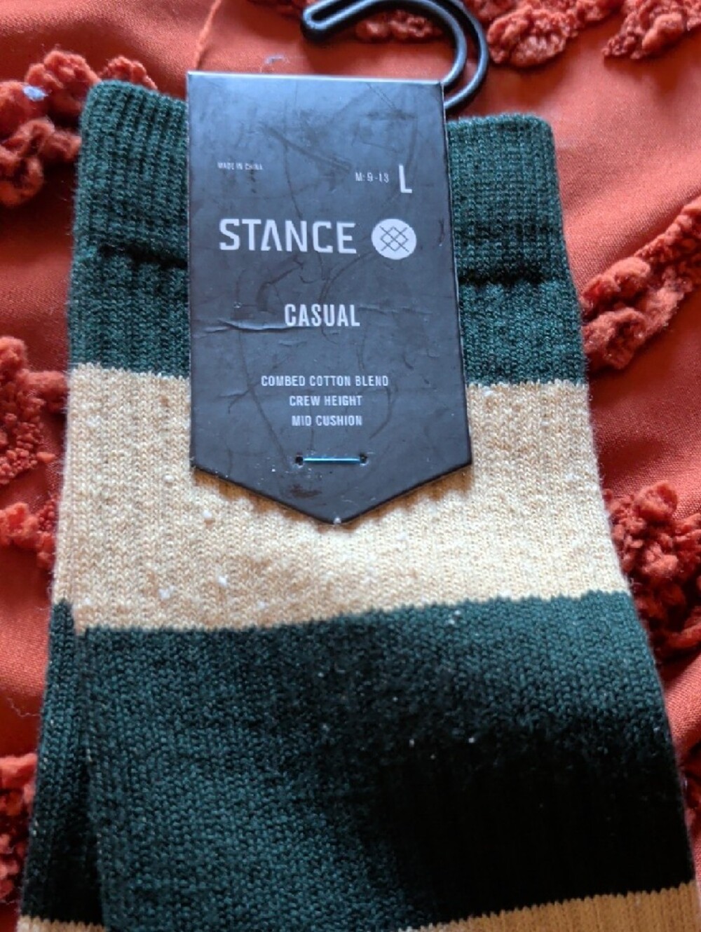 Stance Striped Crew Socks in Green and Cream - Picture 2 of 6
